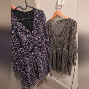 Floral Black and Purple Women's Dress Bundle Both Size M